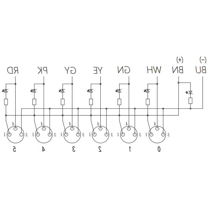 M8接线盒-单通道- NPN型 - 6端口-一体化-带LED - PUR软电缆-黑色护套- 23N601-XXX