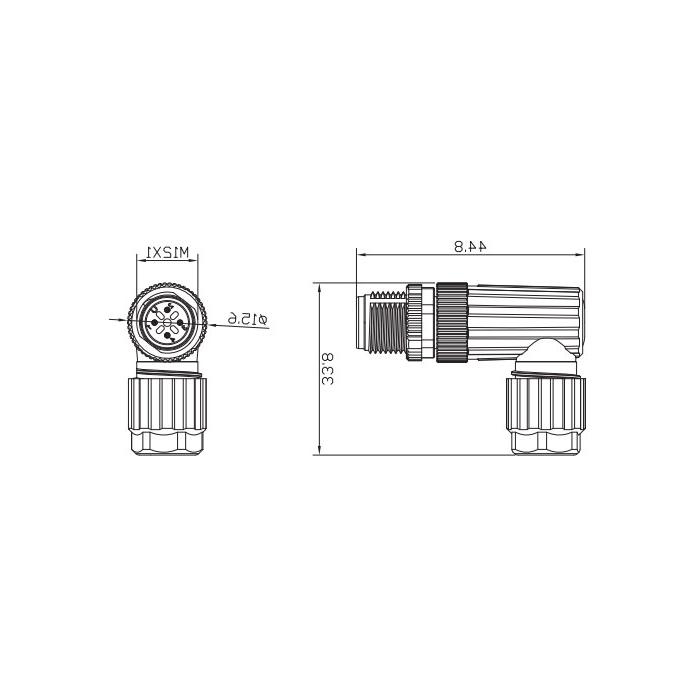 M12 4Pin，外头90°，插入端子，64F843 