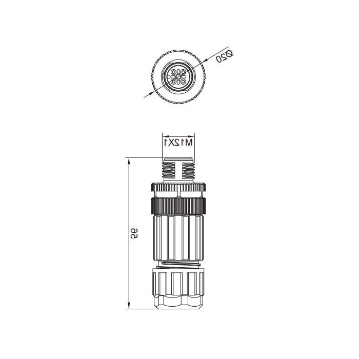 M12 5Pin，直公，螺钉连接，64F301 