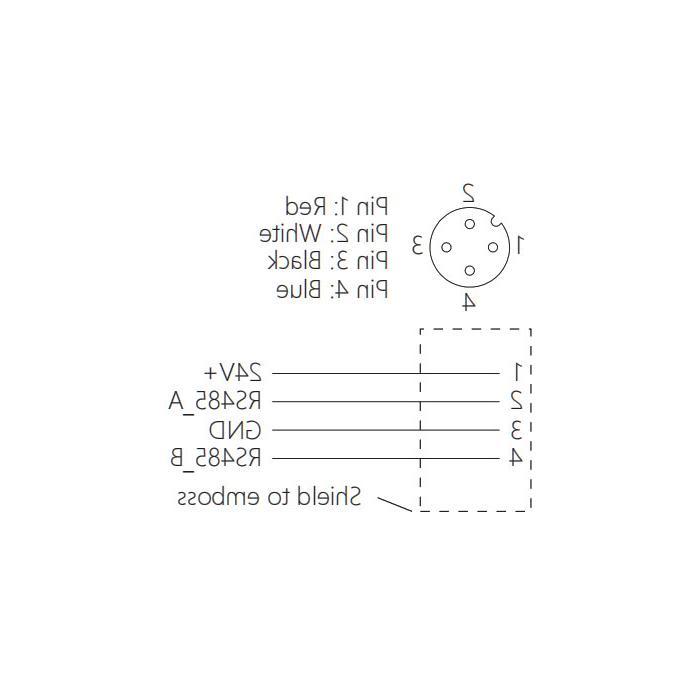 M12 4Pin -直型母线-单端预制PUR软电缆，带屏蔽，紫色护套，0C4A01-XXX